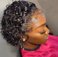 6 Inch Short Curly Wigs For Black Women Human Hair Wig Pixie Cut Wig Natural Black Color 100% Brazilian Virgin Hair Short Human Hair Afro Kinky Curly Wigs